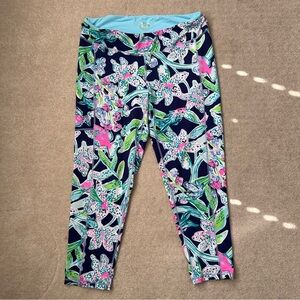 Lilly Pulitzer Luxletic Leggings cropped Yoga Floral Navy XL